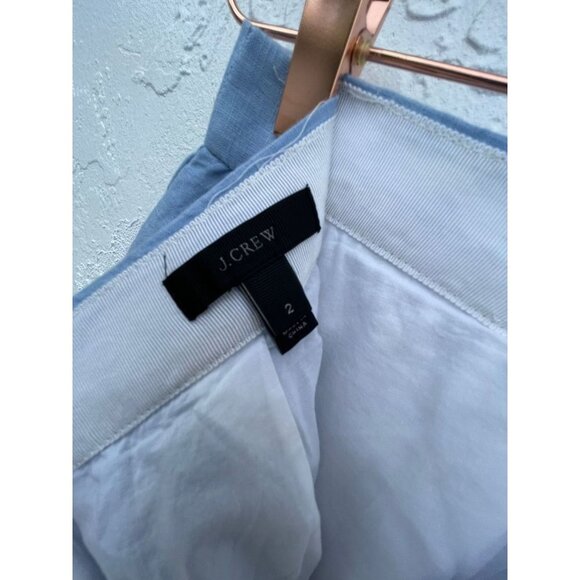 J Crew Womens Cotton Linen Tropical Palm Tree Pleated Mini Skirts Blue Sz 2 - Picture 9 of 9